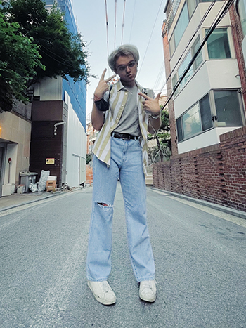 Carl Austin Grondin standing in a street in Korea