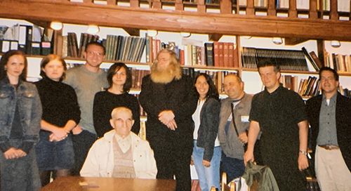 photo of Amy Simon with several people, including a famous Yiddish linguist from Vilnius University in Lithuania. 