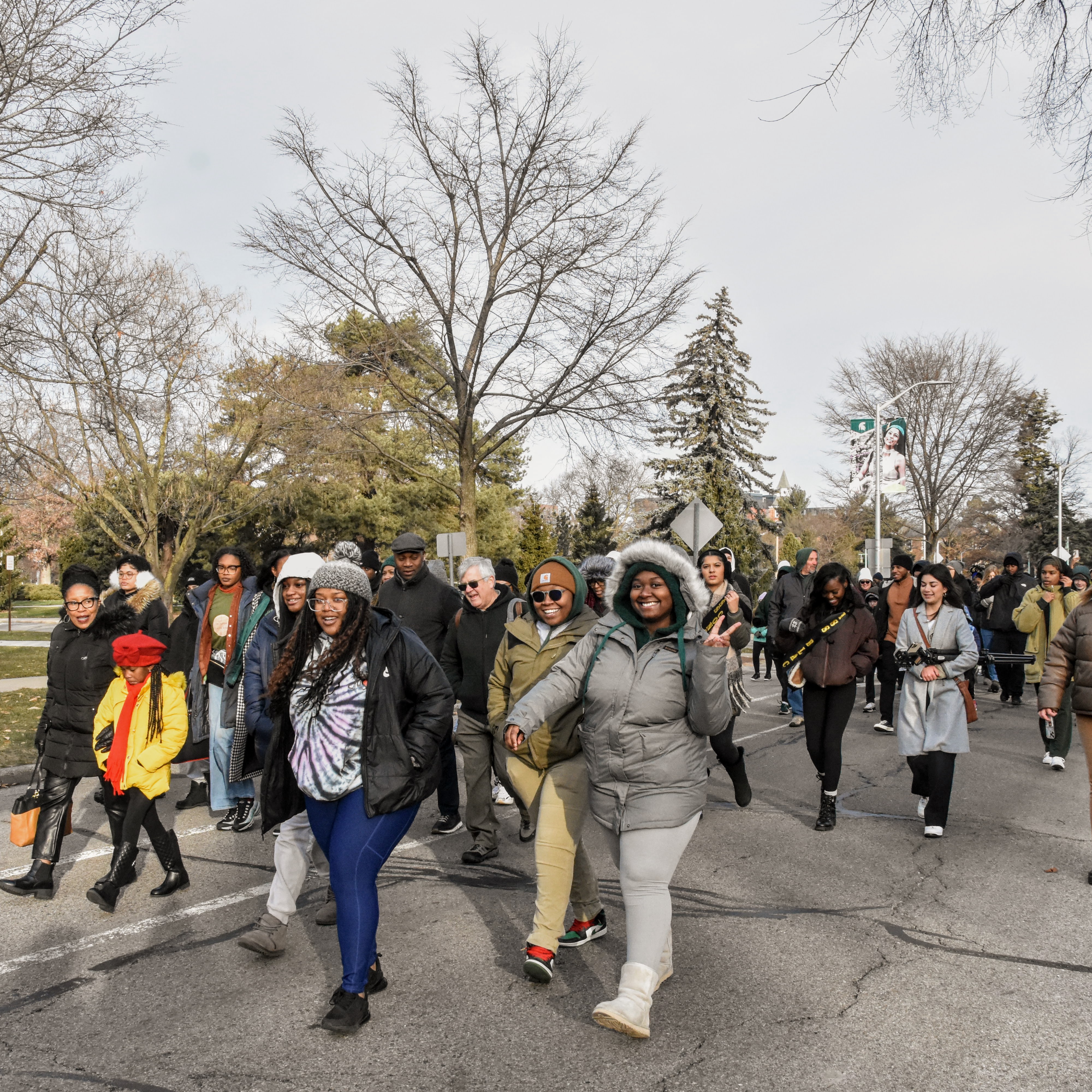 Students marching during MLK Jr. Commemorative March